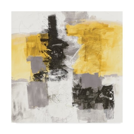 Jane Davies 'Action Ii Yellow And Black Sq' Canvas Art,18x18